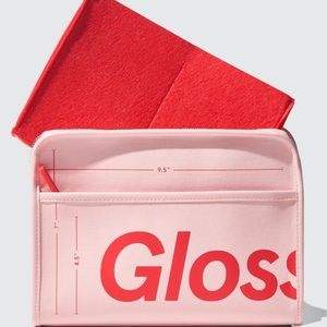 NWOT Glossier make up bag with red felt divider insert